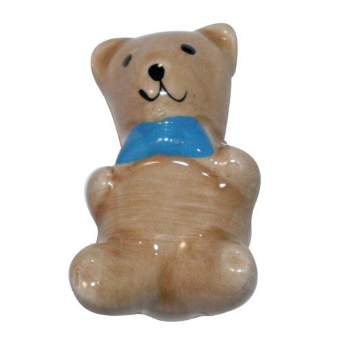 Nifty Nob Teddy Bear Cabinet Knob-Baby Blue Bowtie - cabinetknobsonline
