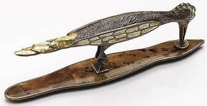Symphony Designs Decorative Hardware Solid Brass Woodpecker Pull with Yellow Mother of Pearl Inlay a - cabinetknobsonline