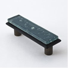 NiftyNob 3 Inch CTC Cabinet Pull-Smoke Grey Textured Glass with Matte Black Base - cabinetknobsonline