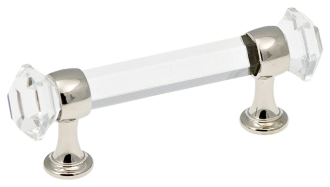 Belwith-Keeler Cabinet Hardware Luster Collection Pull 3 Inch Center to Center Glass with Chrome Finish - cabinetknobsonline