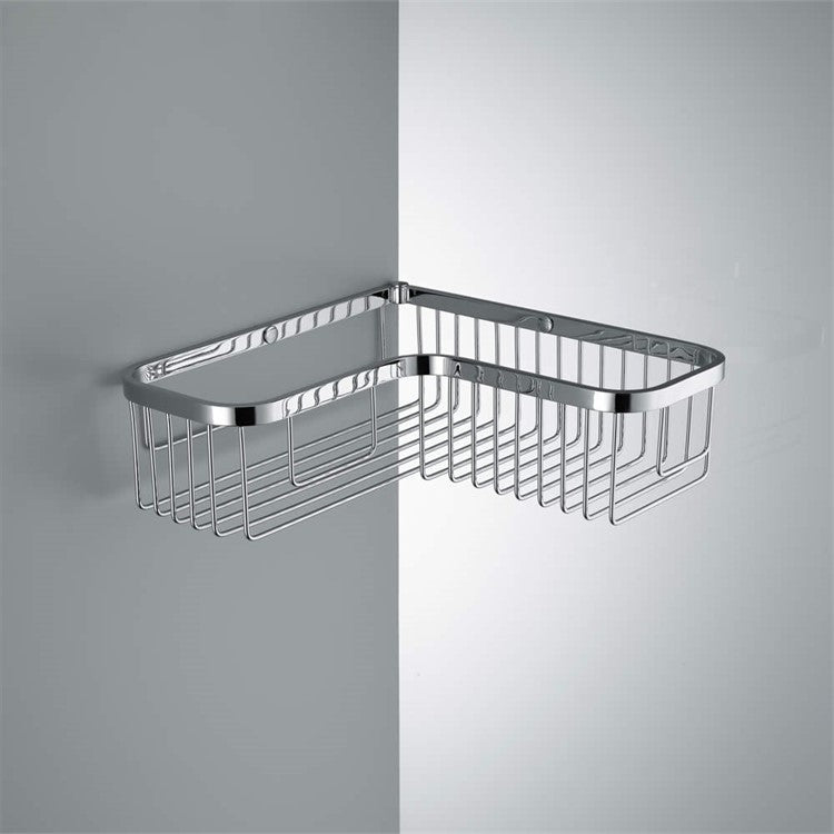 Colombo Designs Single L-Shaped Corner Shower Basket -Chrome - cabinetknobsonline