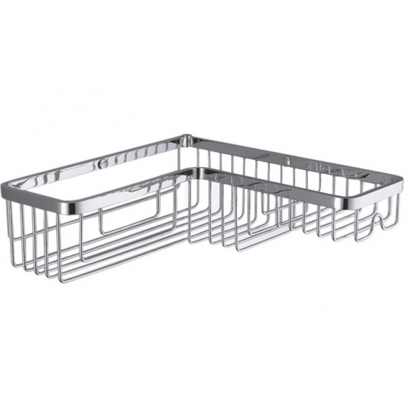 Colombo Designs Large L-Shaped Corner Shower Basket -Chrome - cabinetknobsonline
