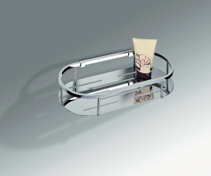 Colombo Designs Free Standing Oval Soap Basket for Shower-Chrome - cabinetknobsonline