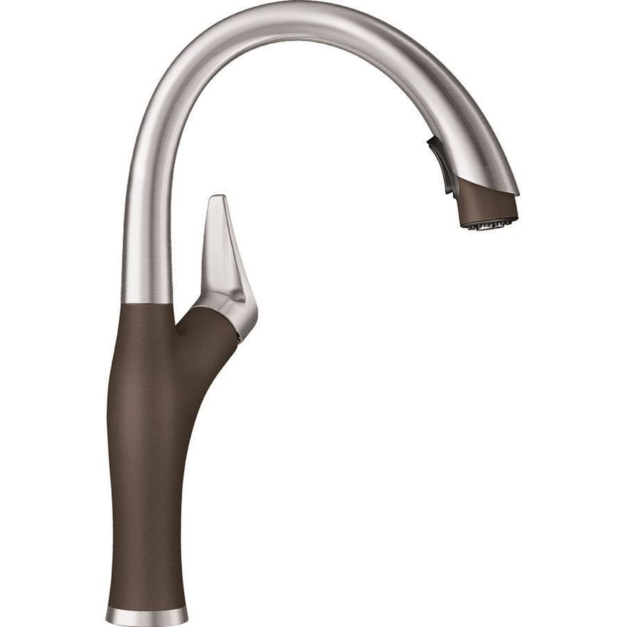 Blanco Artona Pull Down 1.5 gpm - Cafe Brown-Stainless Dual Finish - cabinetknobsonline