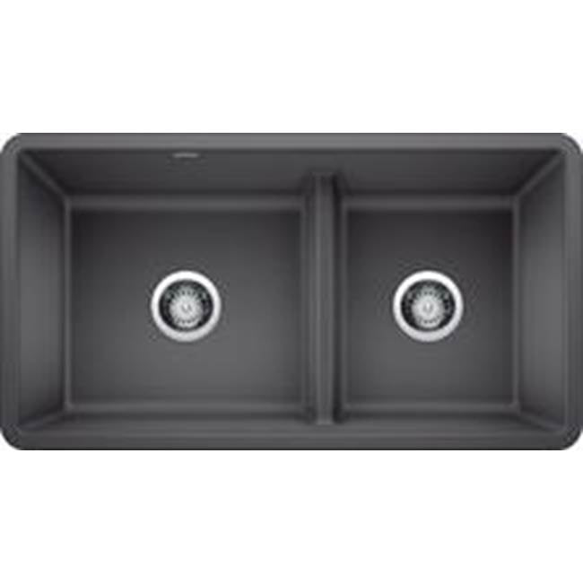 Blanco Precis Reversible 1-3-4 w-Low Divide - Cinder - cabinetknobsonline