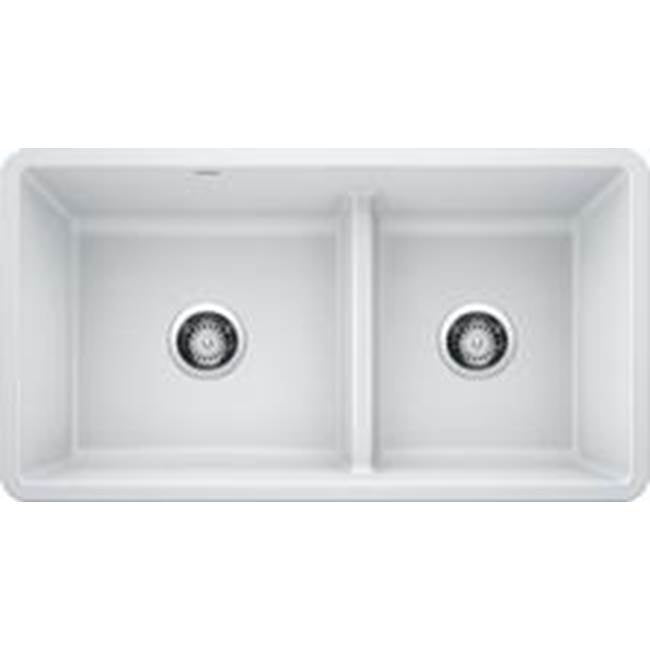 Blanco Precis Reversible 1-3-4 w-Low Divide - White - cabinetknobsonline