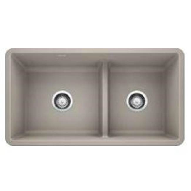 Blanco Precis Reversible 1-3-4 w-Low Divide - Concrete Gray - cabinetknobsonline