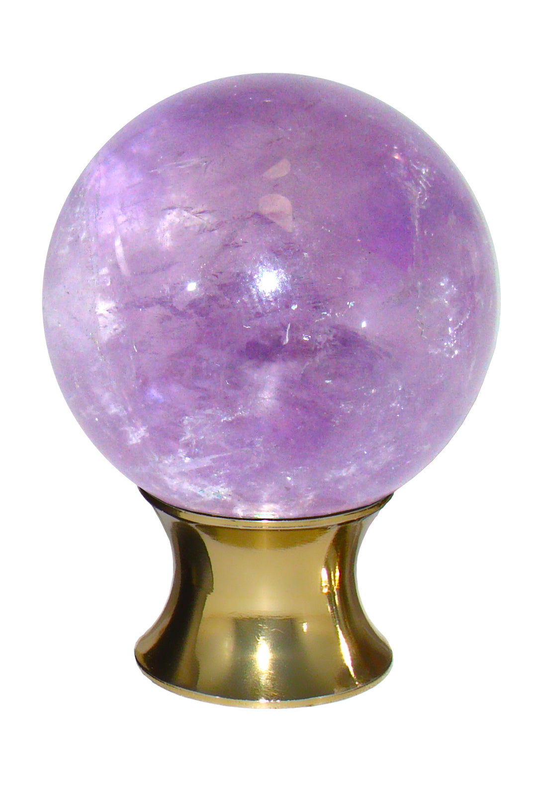 Gemstone Hardware Amethyst Sphere Cabinet Knob-Polished Brass - cabinetknobsonline