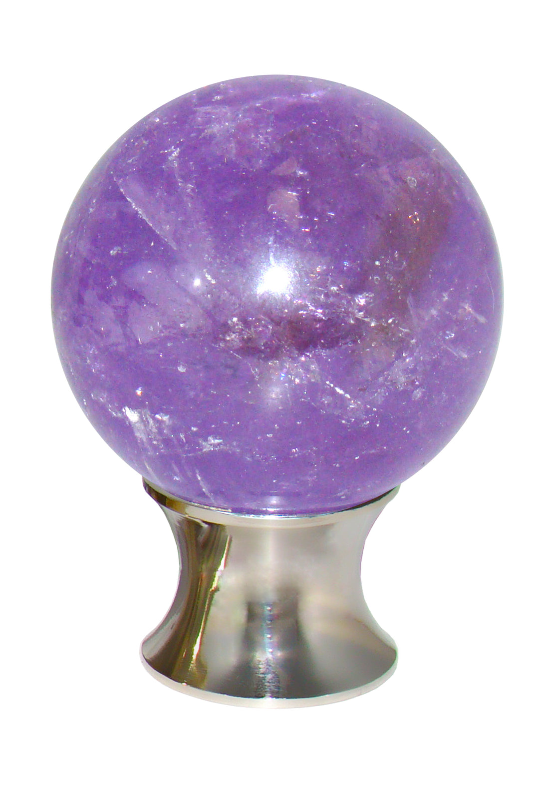 Gemstone Hardware Amethyst Sphere Cabinet Knob-Polished Stainless Steel - cabinetknobsonline