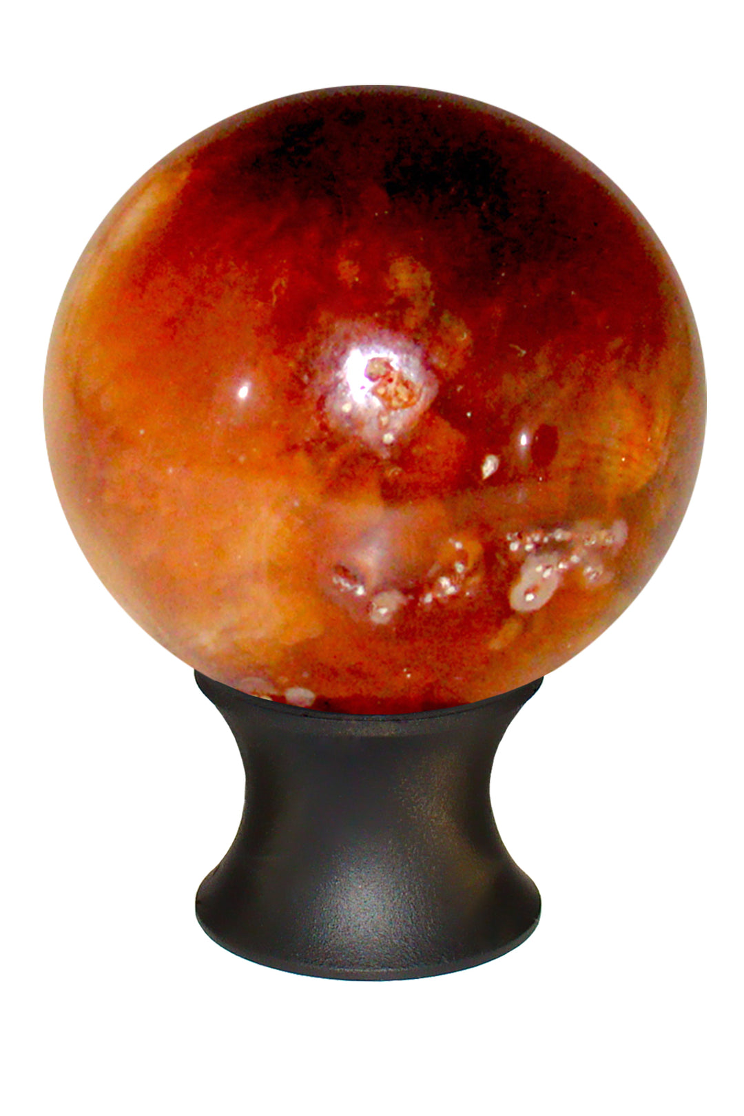 Gemstone Hardware Carnelian Sphere Cabinet Knob -Matte Black - cabinetknobsonline
