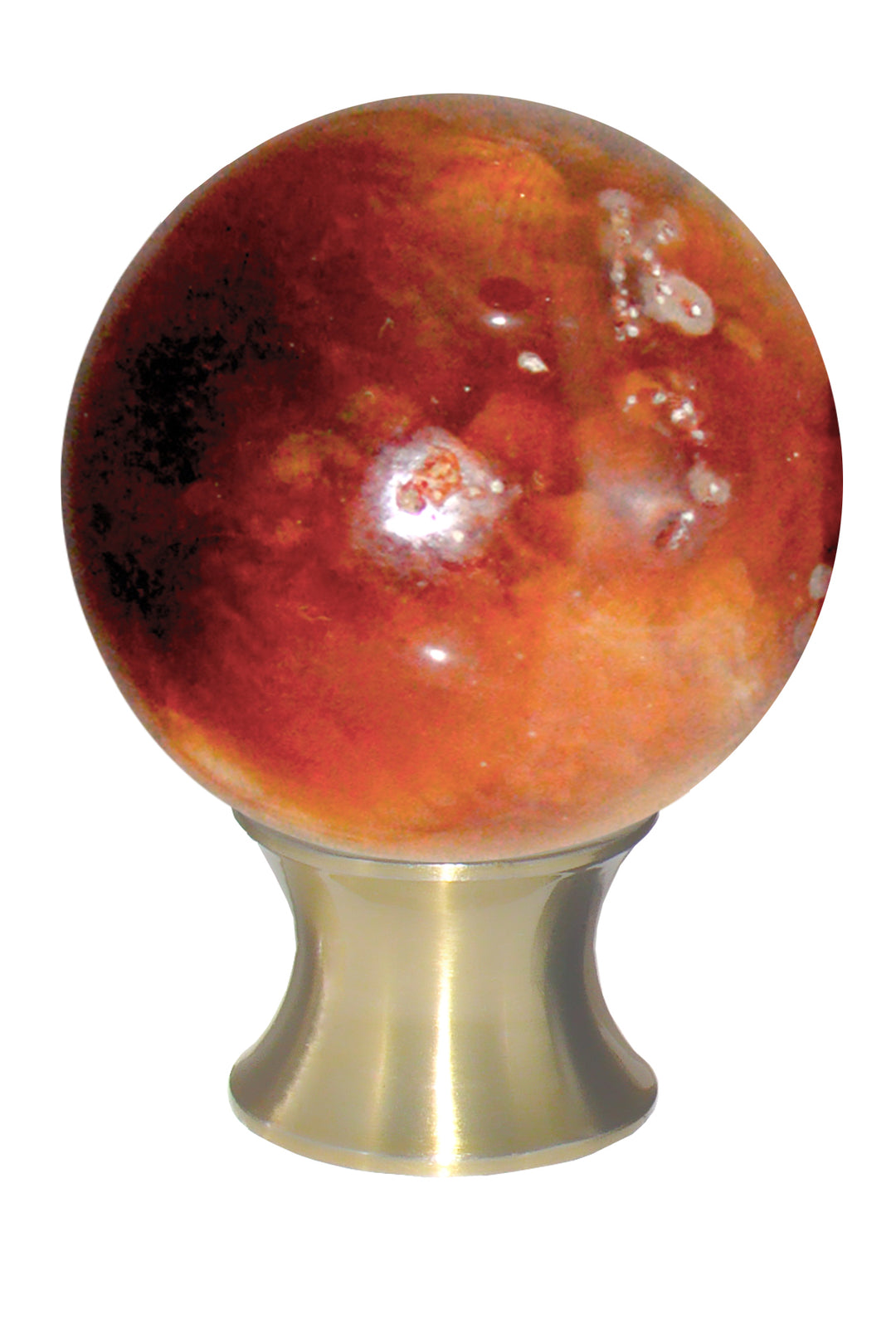 Gemstone Hardware Carnelian Sphere Cabinet Knob -Satin Brass - cabinetknobsonline