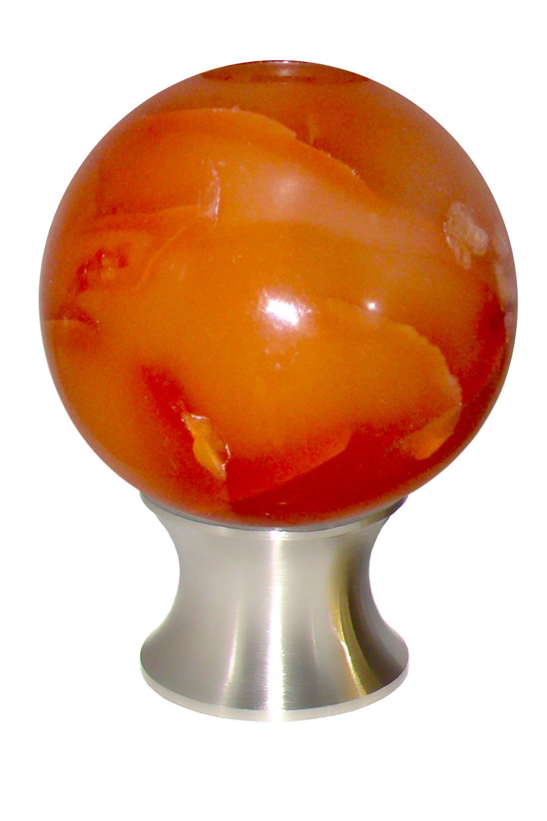 Gemstone Hardware Carnelian Sphere Cabinet Knob - Satin Stainless Steel - cabinetknobsonline