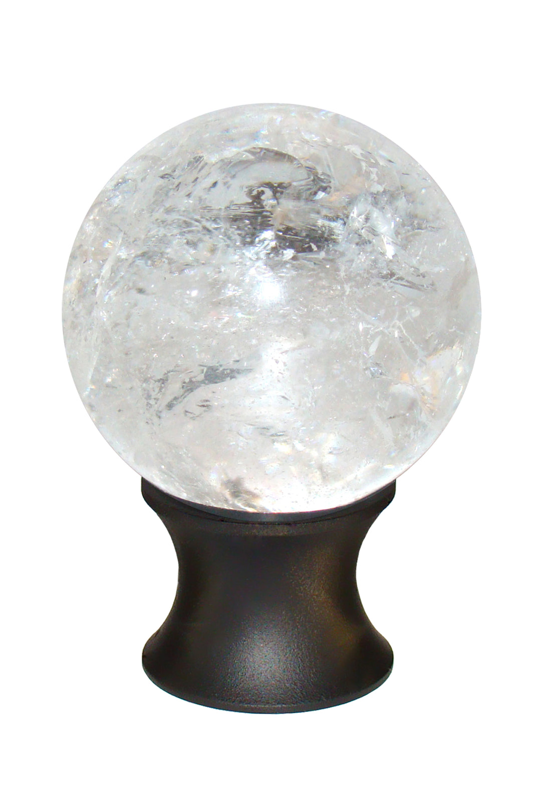 Gemstone Hardware Crystal Quartz Sphere Cabinet Knob- Matte Black - cabinetknobsonline