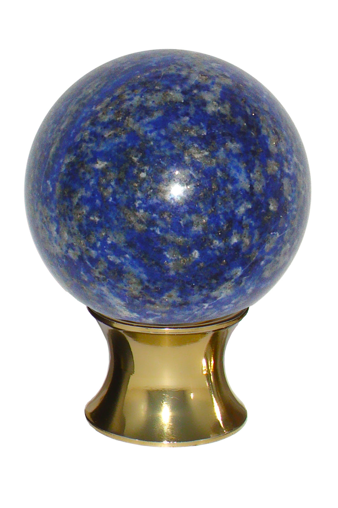 Gemstone Hardware Lapis Sphere Cabinet Knob -Polished Brass - cabinetknobsonline