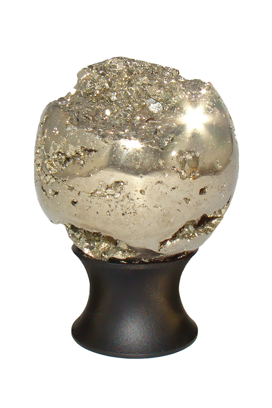 Gemstone Hardware Pyrite Sphere Cabinet Knob- Matte Black - cabinetknobsonline