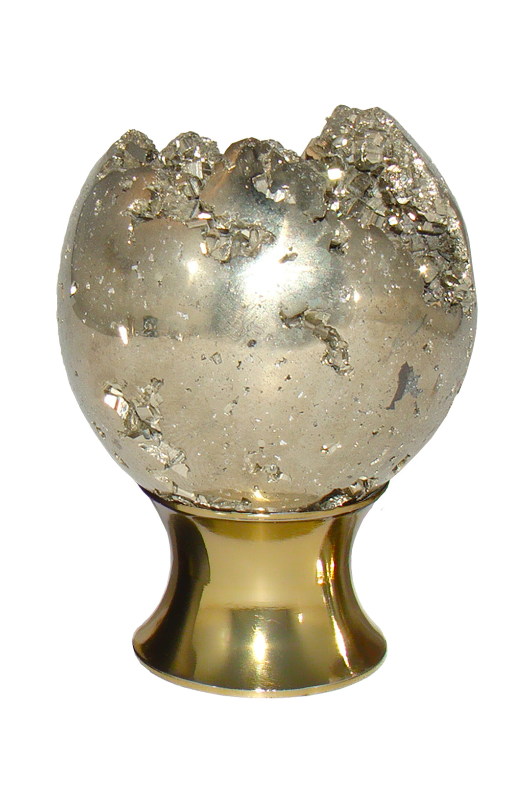 Gemstone Hardware Pyrite Sphere Cabinet Knob- Polished Brass - cabinetknobsonline