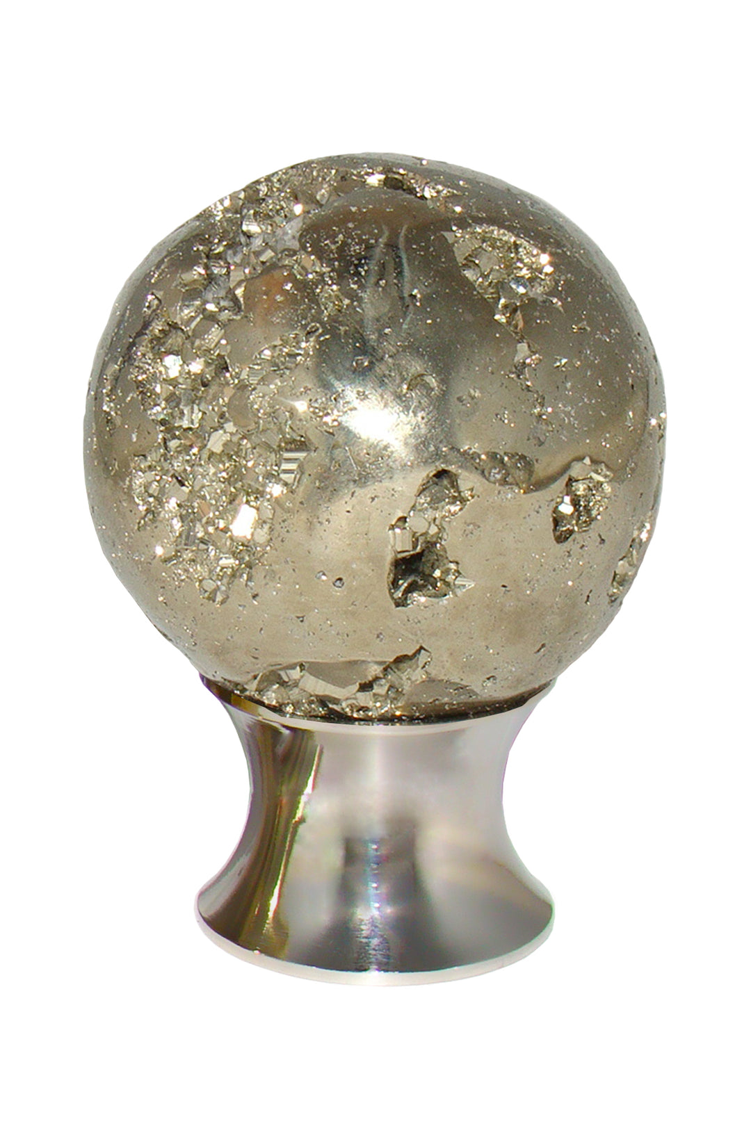 Gemstone Hardware Pyrite Sphere Cabinet Knob- Polished Stainless Steel - cabinetknobsonline