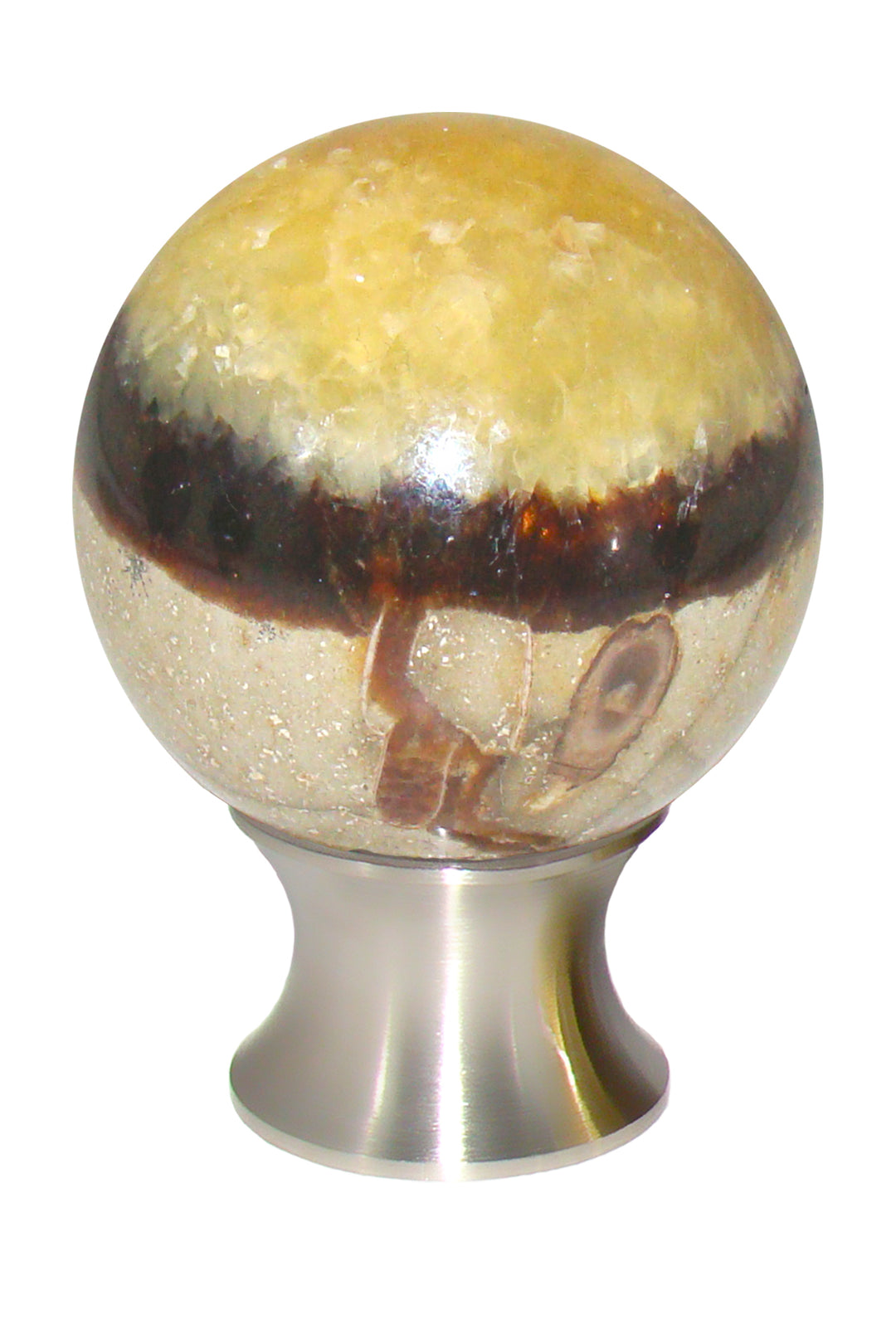 Gemstone Hardware Septarian Sphere Cabinet Knob- Satin Stainless Steel - cabinetknobsonline