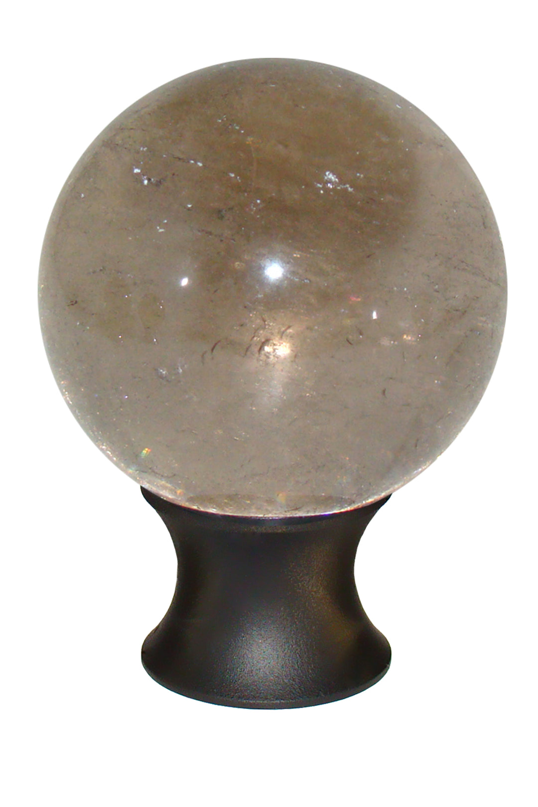 Gemstone Hardware Smokey Quartz Sphere Cabinet Knob- Matte Black - cabinetknobsonline