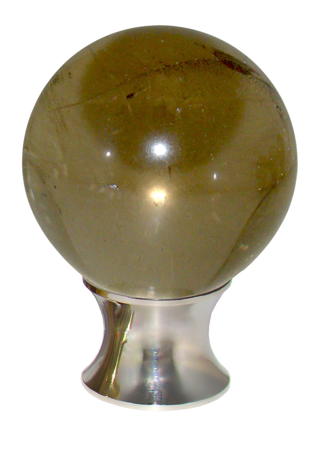 Gemstone Hardware Smokey Quartz Sphere Cabinet Knob- Polished Stainless Steel - cabinetknobsonline