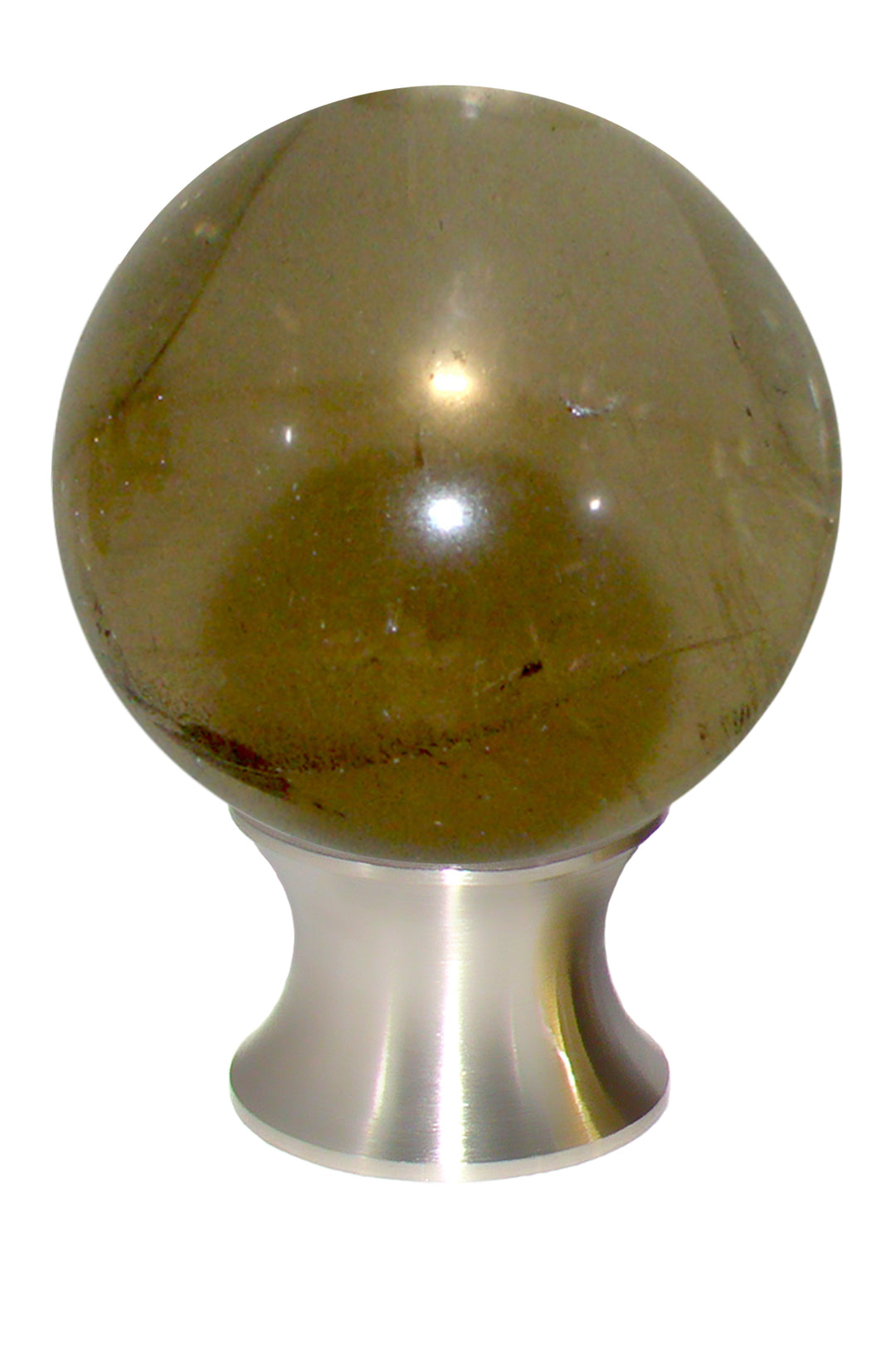 Gemstone Hardware Smokey Quartz Sphere Cabinet Knob- Satin Stainless Steel - cabinetknobsonline