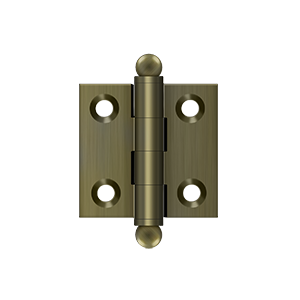 Deltana Architectural Hardware Specialty Solid Brass Hinges & Finials 1.5"x 1.5" Hinge, w- Ball Tips pair - cabinetknobsonline