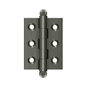 Deltana Architectural Hardware Specialty Solid Brass Hinges & Finials 2"x 1.5" Hinge, w- Ball Tips pair - cabinetknobsonline