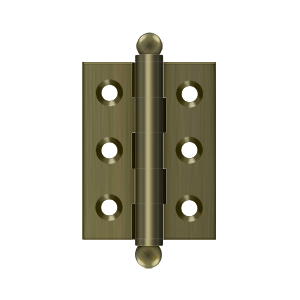 Deltana Architectural Hardware Specialty Solid Brass Hinges & Finials 2"x 1.5" Hinge, w- Ball Tips pair - cabinetknobsonline