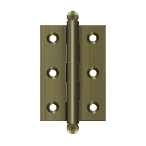 Deltana Architectural Hardware Specialty Solid Brass Hinges & Finials 2.5"x 1.7" Hinge, w- Ball Tips pair - cabinetknobsonline