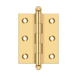 Deltana Architectural Hardware Specialty Solid Brass Hinges & Finials 2 1-2"x 2" Hinge, w- Ball Tips pair - cabinetknobsonline