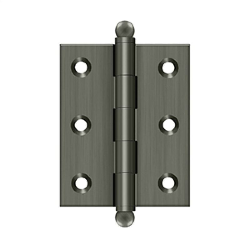 Deltana Architectural Hardware Specialty Solid Brass Hinges & Finials 2 1-2"x 2" Hinge, w- Ball Tips pair - cabinetknobsonline