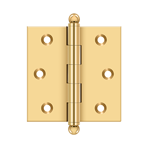 Deltana Architectural Hardware Specialty Solid Brass Hinges & Finials 2 1-2"x 2 1-2" Hinge, w- Ball Tips pair - cabinetknobsonline