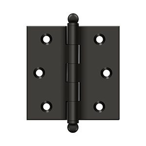Deltana Architectural Hardware Specialty Solid Brass Hinges & Finials 2 1-2"x 2 1-2" Hinge, w- Ball Tips pair - cabinetknobsonline