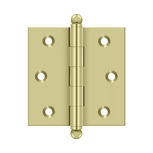 Deltana Architectural Hardware Specialty Solid Brass Hinges & Finials 2 1-2"x 2 1-2" Hinge, w- Ball Tips pair - cabinetknobsonline