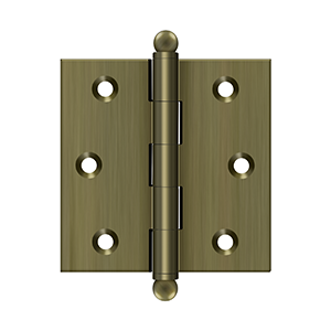 Deltana Architectural Hardware Specialty Solid Brass Hinges & Finials 2 1-2"x 2 1-2" Hinge, w- Ball Tips pair - cabinetknobsonline