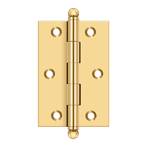 Deltana Architectural Hardware Specialty Solid Brass Hinges & Finials 3"x 2" Hinge, w- Ball Tips pair - cabinetknobsonline