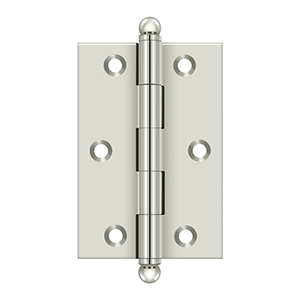 Deltana Architectural Hardware Specialty Solid Brass Hinges & Finials 3"x 2" Hinge, w- Ball Tips pair - cabinetknobsonline