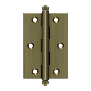 Deltana Architectural Hardware Specialty Solid Brass Hinges & Finials 3"x 2" Hinge, w- Ball Tips pair - cabinetknobsonline