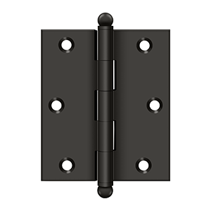 Deltana Architectural Hardware Specialty Solid Brass Hinges & Finials 3"x 2 1-2" Hinge, w- Ball Tips pair - cabinetknobsonline