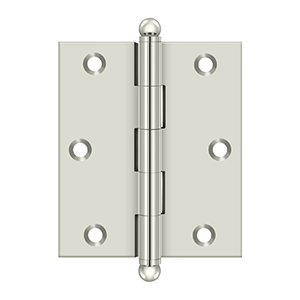 Deltana Architectural Hardware Specialty Solid Brass Hinges & Finials 3"x 2 1-2" Hinge, w- Ball Tips pair - cabinetknobsonline