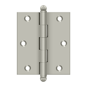 Deltana Architectural Hardware Specialty Solid Brass Hinges & Finials 3"x 2 1-2" Hinge, w- Ball Tips pair - cabinetknobsonline