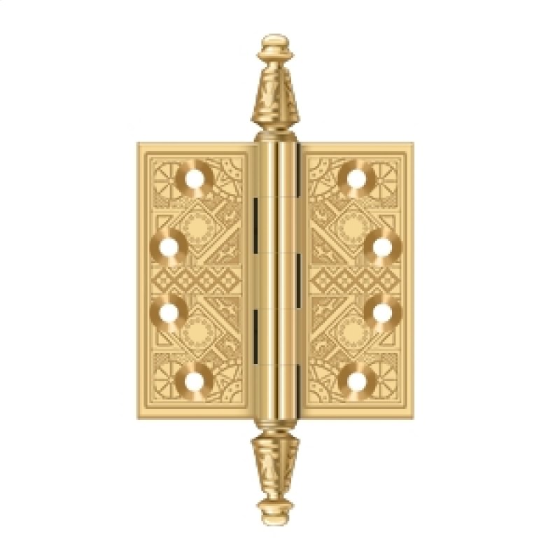Deltana Architectural Hardware Specialty Solid Brass Hinges & Finials 3 1-2"x 3 1-2" Square Hinges pair - cabinetknobsonline