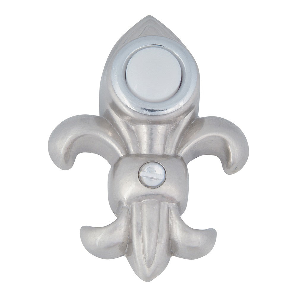 ATLAS HOMEWARES CABINET HARDWARE FLEUR DE LYS DOOR BELL BRUSHED NICKEL - cabinetknobsonline