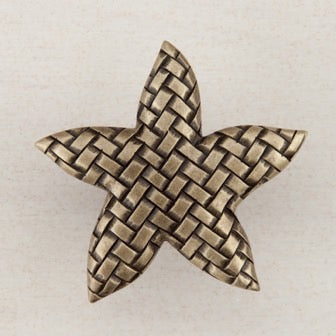 Acorn Manufacturing Cabinet Hardware 1-3-4" Woven Star Cabinet Knob - Antique Brass - cabinetknobsonline