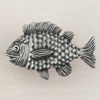 Acorn Manufacturing Cabinet Hardware 1-5-8" Fun Fish Cabinet Knob - Antique Pewter - cabinetknobsonline