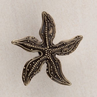 Acorn Manufacturing Cabinet Hardware 1-7-8" Beaded Starfish Cabinet Knob - Antique Brass - cabinetknobsonline