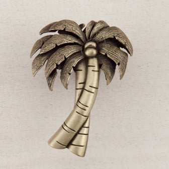 Acorn Manufacturing Cabinet Hardware 1-7-8" Palm Tree Cabinet Knob - Antique Brass - cabinetknobsonline