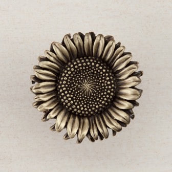 Acorn Manufacturing Cabinet Hardware 1-3-8" Sunflower Cabinet Knob - Antique Brass - cabinetknobsonline