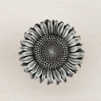 Acorn Manufacturing Cabinet Hardware 1-3-8" Sunflower Cabinet Knob - Antique Pewter - cabinetknobsonline