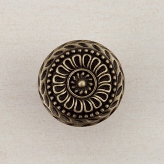 Acorn Manufacturing Cabinet Hardware 1-1-4" Lace Circle Cabinet Knob - Antique Brass - cabinetknobsonline